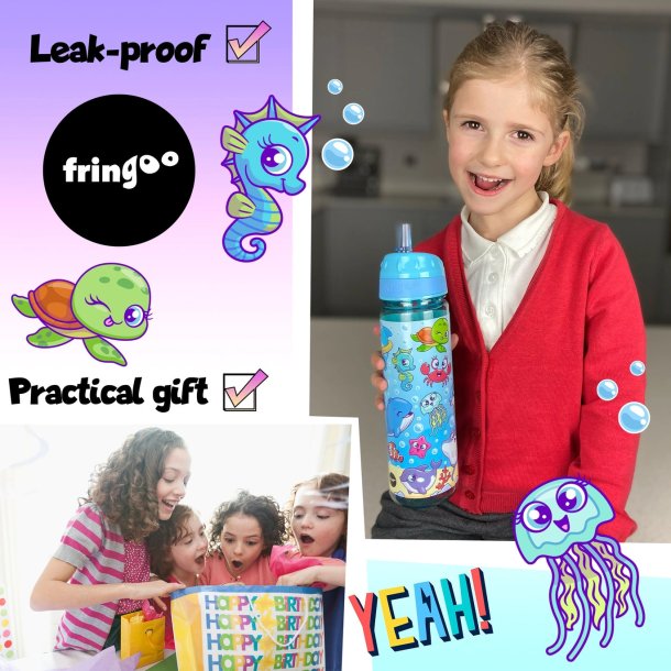 Fringoo - Drikkedunk med sugerr - Havets dyr - 650 ml