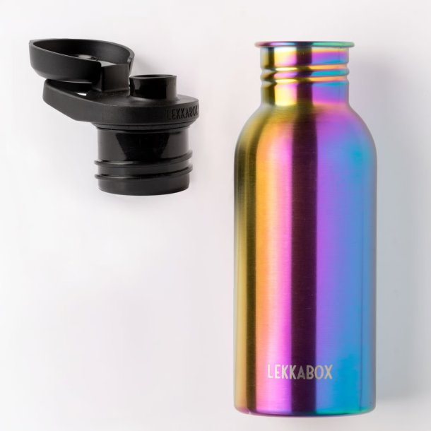 LEKKABOX Drikkeflaske - 500 ml - Rustfri stl - Rainbow