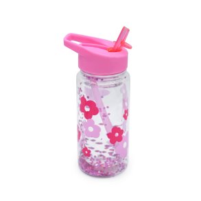Melii drikkedunk med sugerr - 300 ml - Pink Blomster
