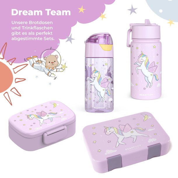 Bearfoot Termo Drikkedunk - Lyserd Enhjrning - 400 ml 