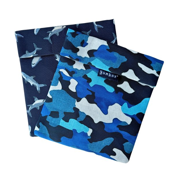 Yumbox Genanvendelig Snackpose - 2 stk. - Sharks &amp; Camoflage