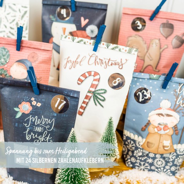 Julekalender poser - 24 stk. - Mrkebl 