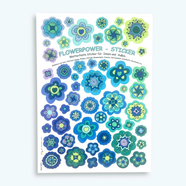 Jabalou - Vandfaste Klisterm�rker - A4 - Bl� Blomster 