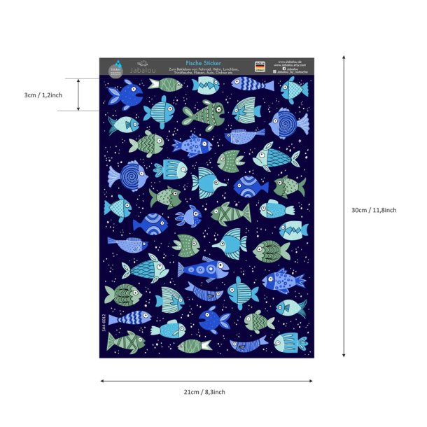 Jabalou - Vandfaste Klisterm�rker - A4 - Bl� Fisk 