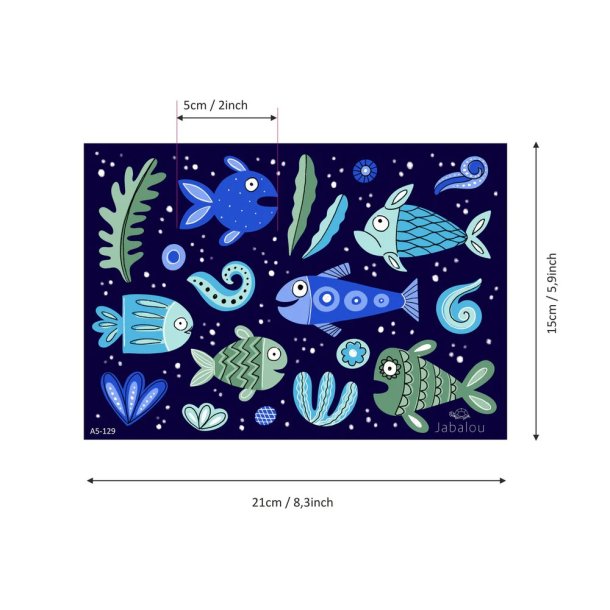 Jabalou - Vandfaste Klisterm�rker - A5 - Bl� Fisk 