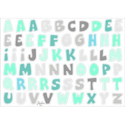 Vandfaste klistermrker - Bogstaver - Mint Gr - A5