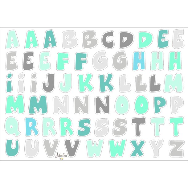Vandfaste klistermrker - Bogstaver - Mint Gr - A5