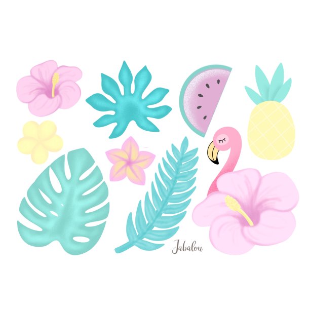 Vandfaste klistermrker - Tropical - A6