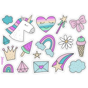 Vandfaste klistermrker - Enhjrning/Rengbue  - A6