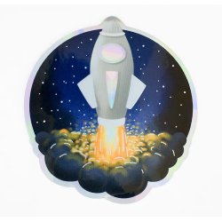 Vandfast klistermrker - Hologram - Raket 