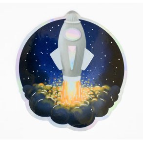 Vandfast klistermrker - Hologram - Raket 
