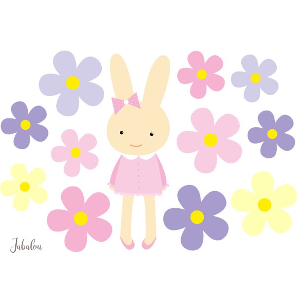 Vandfaste klistermrker - Kanin og blomster - A6