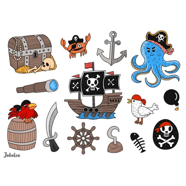  Vandfaste klistermrker - Pirater - A6