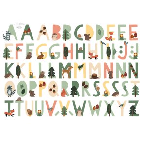 Vandfaste klistermrker - Bogstaver Skoven - A5