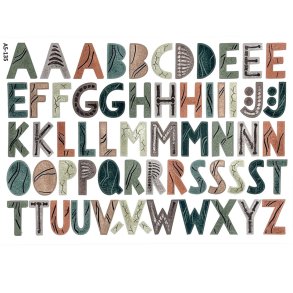 Vandfaste klisterm�rker - Bogstaver Dinosaur (Store) - A5