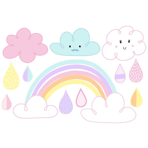 Vandfaste klistermrker - Regnbue - A6