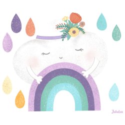 Vandfast klisterm�rker - Hologram - Regnbueland - Stort 