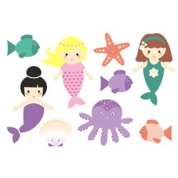 Vandfaste klistermrker - Havfruer - A6