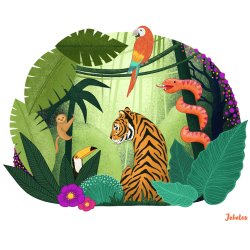 Vandfast klisterm�rker - Hologram - Jungle - Stort 