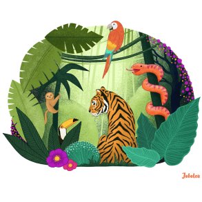 Vandfast klisterm�rker - Hologram - Jungle - Stort 