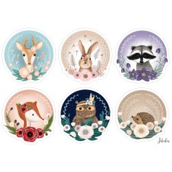 Vandfaste klisterm�rker - Animals Boho - A5