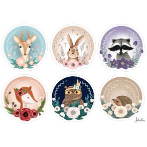 Vandfaste klisterm�rker - Animals Boho - A5