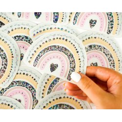 Vandfast klistermrker - Glimmer Regnbue 