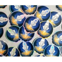 Vandfast klistermrker - Hologram - Raket 