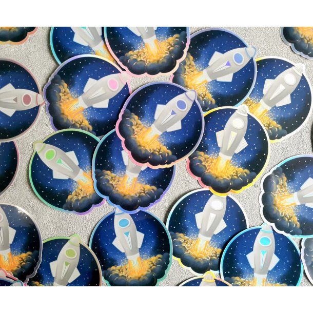 Vandfast klistermrker - Hologram - Raket 