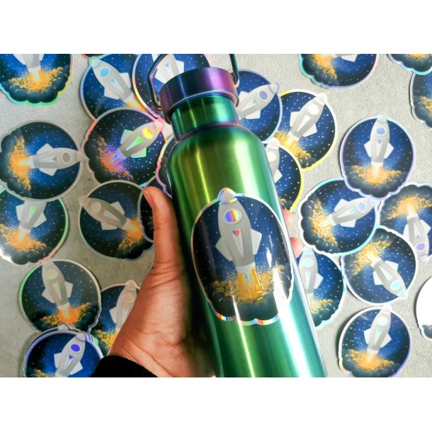 Vandfast klistermrker - Hologram - Raket 