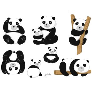 Vandfaste klistermrker - Panda - A6