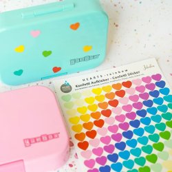 Vandfaste klistermrker - Regnbue Hjerter - A6