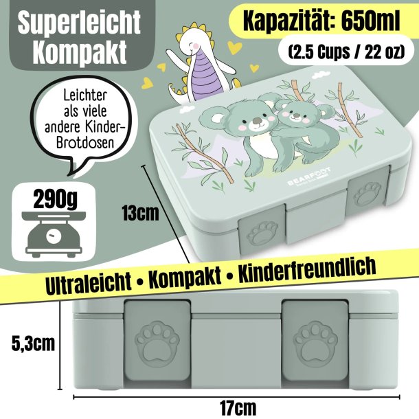 Bearfoot Compakt Mini Madkasse - 650 ml - Salvie Koala