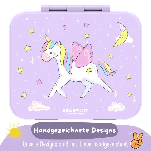 Bearfoot Compakt Mini Madkasse - 650 ml - Lyserd - Enhjrning