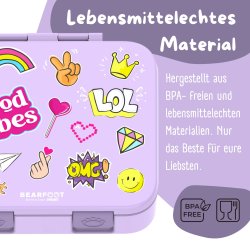 Bearfoot Compakt Mini Madkasse - 650 ml - Lyserd - Klistermrker