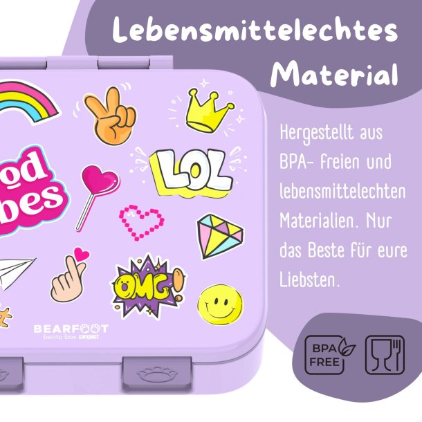 Bearfoot Compakt Mini Madkasse - 650 ml - Lyserd - Klistermrker