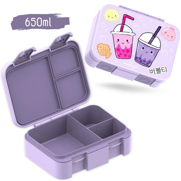  Bearfoot Compakt Mini Madkasse - 650 ml - Lyserd - Bubble tea 