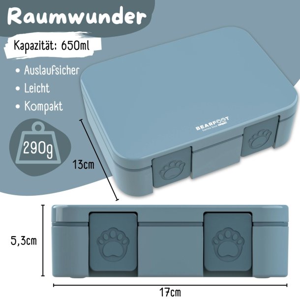 Bearfoot Compakt Mini Madkasse - 650 ml - Bl�
