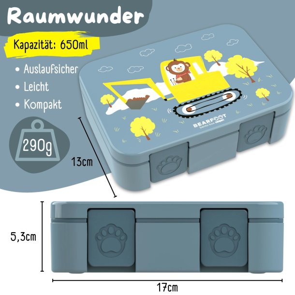 Bearfoot Compakt Mini Madkasse - 650 ml - Bl - Gravmaskine &amp; abe