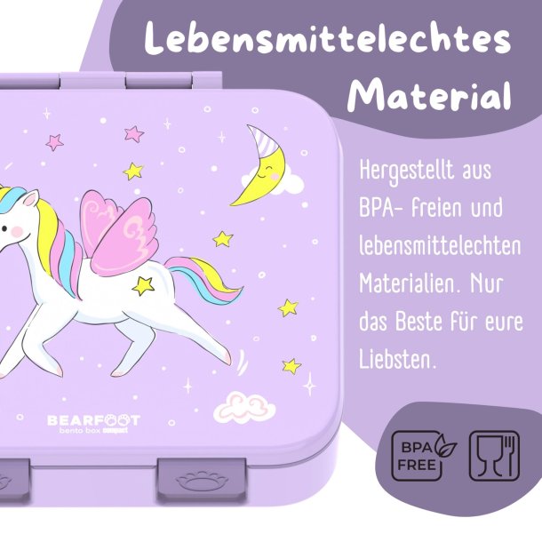 Bearfoot Compakt Mini Madkasse - 650 ml - Lyserd - Enhjrning