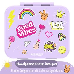 Bearfoot Compakt Mini Madkasse - 650 ml - Lyserd - Klistermrker