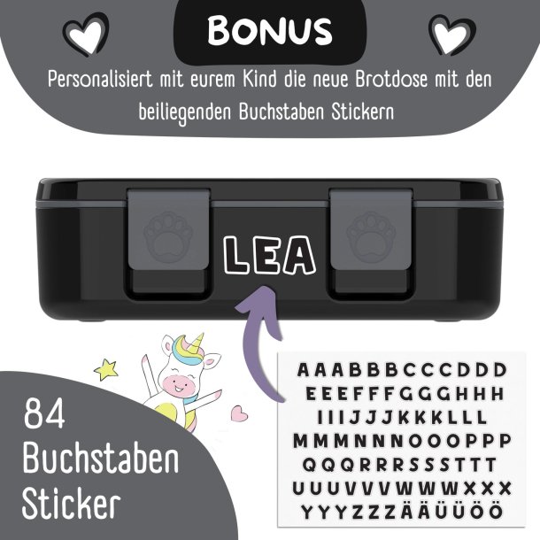 Bearfoot Compakt Mini Madkasse - 650 ml - Sort - Klistermrker