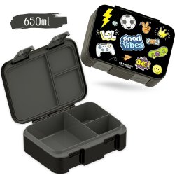 Bearfoot Compakt Mini Madkasse - 650 ml - Sort - Klistermrker