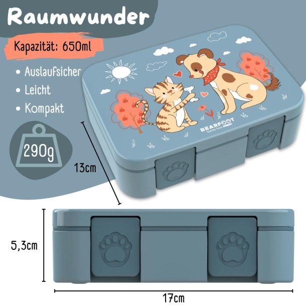 Bearfoot Compakt Mini Madkasse - 650 ml - Bl - Hund og kat