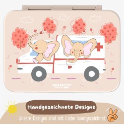 Bearfoot Compakt Madkasse - 950 ml - Brun - Elefanter og Ambulance 