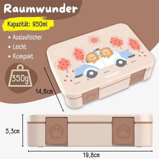 Bearfoot Compakt Madkasse - 950 ml - Brun - Politi og lver 