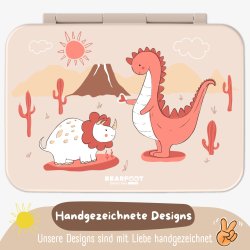 Bearfoot Compakt Madkasse - 950 ml - Brun - Dinosaurus 