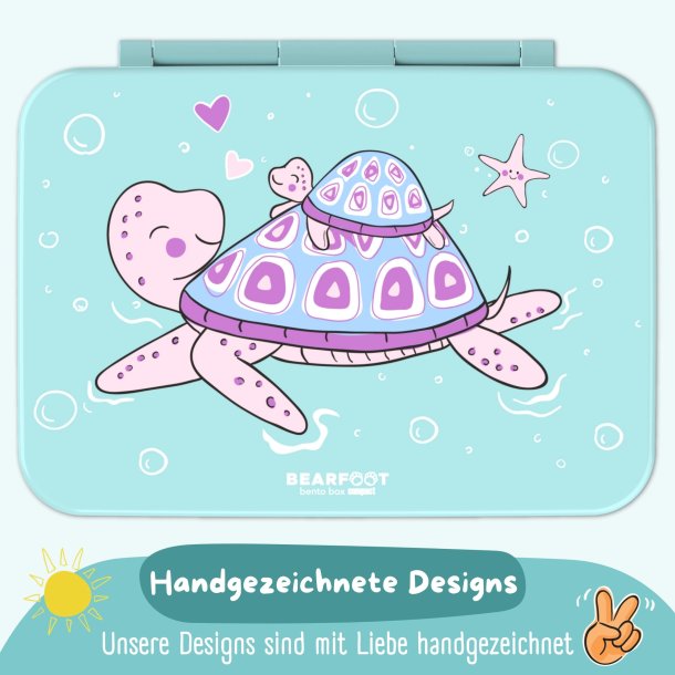 Bearfoot Compakt Madkasse - 950 ml - Tyrkis - Skildpadde 