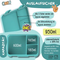 Bearfoot Compakt Madkasse - 950 ml - Tyrkis - Skildpadde 