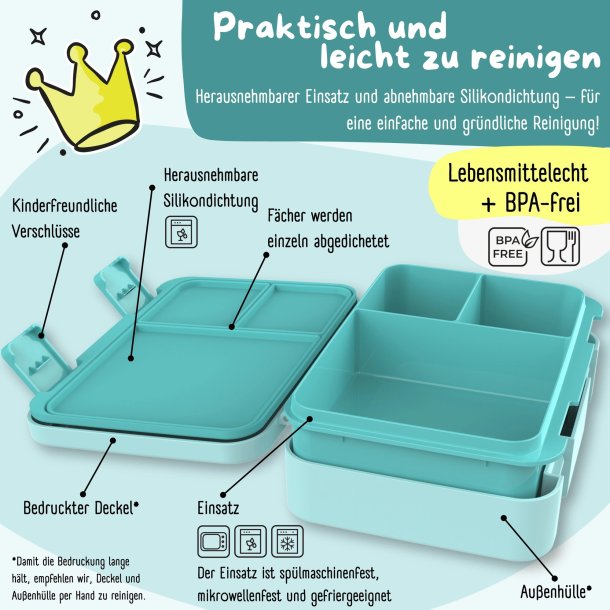 Bearfoot Compakt Madkasse - 950 ml - Tyrkis - Skildpadde 